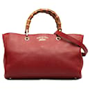 Rote, mittelgroße Shopper-Tasche aus Bambus von Gucci