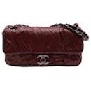 Burgundy Chanel Medium Glazed calf leather Twisted Flap Shoulder Bag