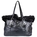 Prada Black Fur Sherling Shopper Bag