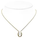 Gold Dior Oval Logo Pendant Necklace