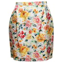 White & Multicolor Christian Dior Floral Print Skirt Size US 8