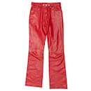 Calça de couro Dolce & Gabbana vermelha vintage tamanho US S/M