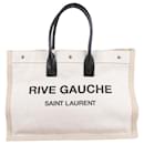 Saint Laurent Rive Gauche Large Tote Bag in Printed Canvas and Leather