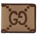 Brown Gucci Jumbo GG Canvas Bifold Small Wallet