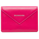 Red Balenciaga Mini Papier Leather Compact Wallet