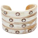 Beige & White Arthur Mader Sliced Diamond & Horn Cuff Bracelet - Autre Marque