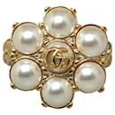 Gold Gucci Faux Pearl lined G Cocktail Ring
