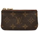 Braunes Louis Vuitton-Münztäschchen Pochette Cles mit Monogramm