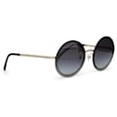 Schwarze runde Chanel-Sonnenbrille mit Kettengliedern 