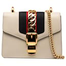 Beige Gucci Mini Sylvie Leather Chain Crossbody Bag
