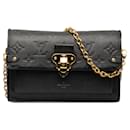 Portafoglio nero Louis Vuitton Monogram Empreinte Vavin su borsa a tracolla con catena