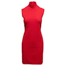 Vestido vermelho Max Mara de lã virgem sem mangas tamanho US M