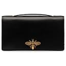 Black Dior Leather Bee Clutch