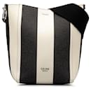 White Celine Small Striped Seau Sangle Crossbody Bag - Céline