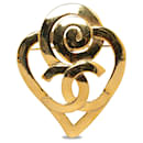 Gold Chanel CC Heart Brooch