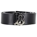 Burberry TB Buckle Belt in Black Leather