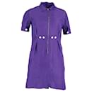 Sandro Paris Zip Front Mini Dress in Purple Viscose