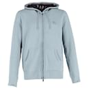 Burberry Zipped Hoodie in Turquoise Cotton