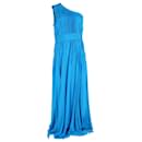 Diane Von Furstenberg One-Shoulder Gown in Blue Silk