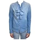 NSF Blue Long sleeve ruffle detail shirt - size S - Autre Marque