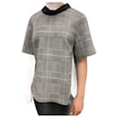 Black short sleeves checked frinch blouse - size UK 10 - Phillip Lim