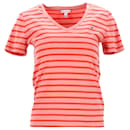 T-shirt da donna slim fit in cotone organico Tommy Hilfiger con scollo a V in cotone arancione