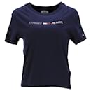 Tommy Hilfiger Womens Soft Organic Cotton Jersey T Shirt in Navy Blue Cotton