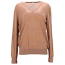 Tommy Hilfiger Pull essentiel en laine à col en V pour femme en laine marron clair