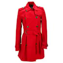 Tommy Hilfiger Womens lined Breasted Utility Trench Coat in Red Cotton