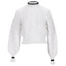 Tommy Hilfiger Womens Chunky Knit Balloon Sleeve Jumper in White Cotton