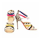Christian Louboutin Mariniere multicolor snakeskin sandals heels stiletto 40.5