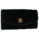 CHANEL Cosmetic Pouch Velor Black CC Auth bs11973 - Chanel