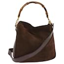 GUCCI Bamboo Shoulder Bag Suede 2way Brown 001 3754 1638 Auth ar11374b - Gucci