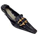 Bottega Veneta Black / Gold Hardware Low Heel Patent Leather Madame Pumps - Autre Marque