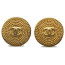 Gold Chanel CC Clip On Earrings