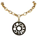 Gold Chanel Logo Pendant Necklace