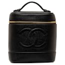Trousse de toilette noire Chanel CC Caviar