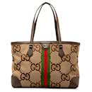 Bolsa Ophidia em lona marrom Gucci Jumbo GG