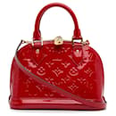 Bolso satchel rojo Louis Vuitton Vernis Alma BB con monograma