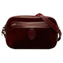 Burgundy Cartier Suede Must de Cartier Crossbody Bag