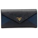 Blue Prada Saffiano Envelope Wallet
