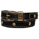 Black Louis Vuitton Studded Suhali Double Wrap Bracelet