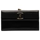 Black Ferragamo Vara Leather Long Wallet - Salvatore Ferragamo