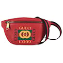 Red Gucci Logo Leather Belt Bag