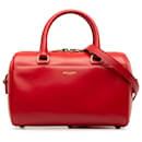 Bolso satchel clásico de cuero tipo lona para bebé de Saint Laurent rojo