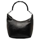 Black Gucci Bamboo Leather Shoulder Bag