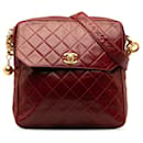 Burgundy Chanel CC Quilted Lambskin Shoulder Bag