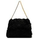 Black Celine Gourmette Fur Chain Shoulder Bag - Céline