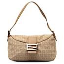 Taupe Fendi Zucchino Double Flap Baguette