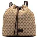 Gucci Brown GG Canvas Drawstring Backpack
